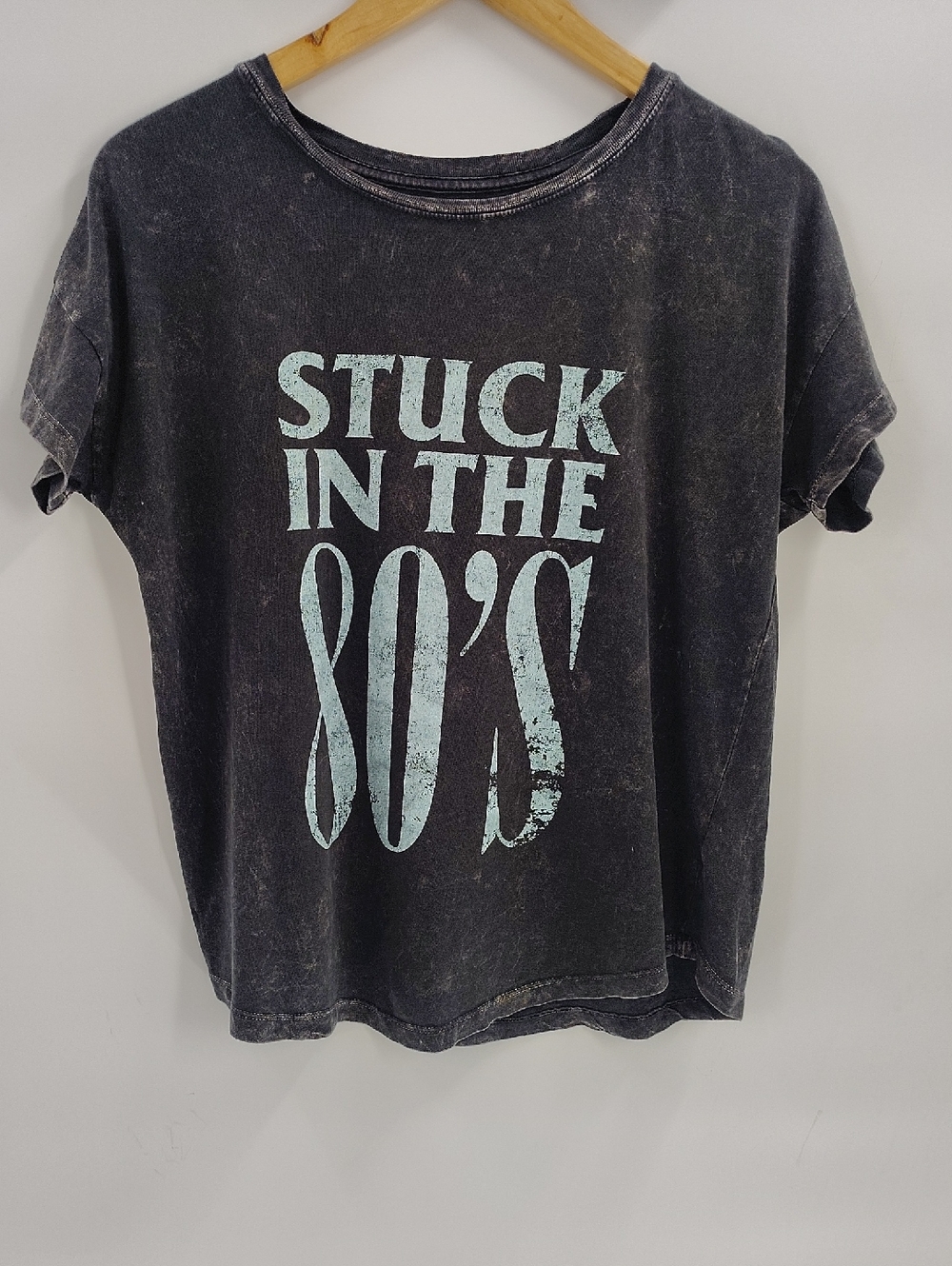 Vintage Canvas “Stuck in the 80’s” Tee Size Small Mineral Wash Black